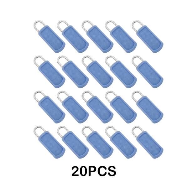 20-pack Lättinstallerade dragkedjor i gummi och metall Light Blue