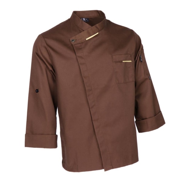 1/3 Unisex kockjackor Coat ong ärmar Skjorta Köksuniformer Coffee L 1 Pc