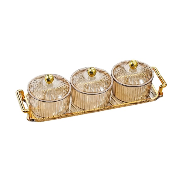 1/2/3 Klart Bröllopsfruktsnacks Serveringsfat med Elegant Amber 3 Bowls 1 Pc