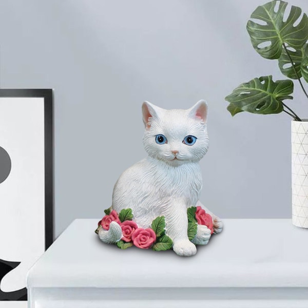 1/2 Modern Cat Figurine Resin Statue Collection för sovrum Rose 1Set