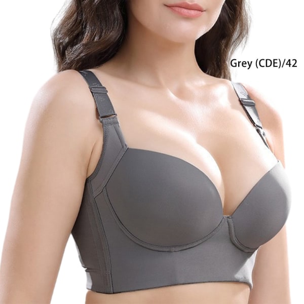 1/2/3 Dam Deep Cup BH Shapewear Ryggstängning Sexiga underkläder Gray CDE 42 1 Pc