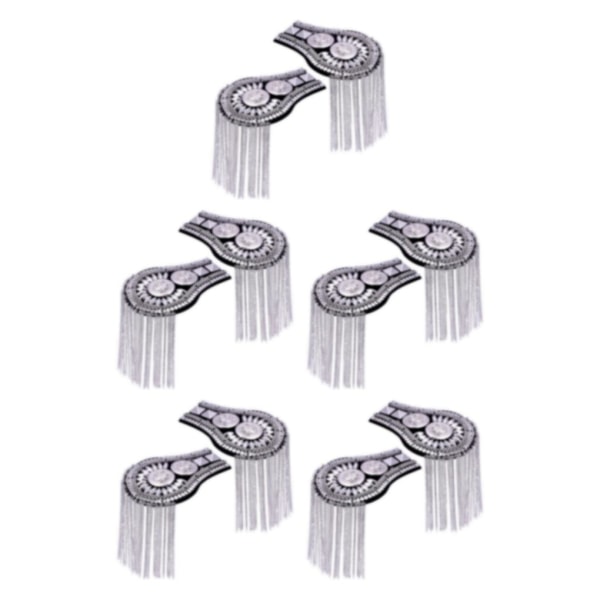 1/2/3/5 Epaulets tofs axelbrädor Legering för kläder Silver 6.7x11cm 5Set