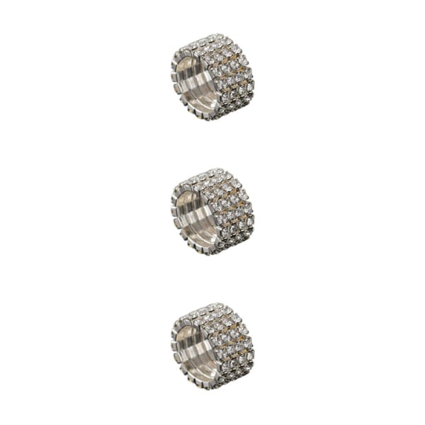 1/2/3/5 Stretch Crystal Ring Utsökt inläggning för Elegant silver 4 rows 3PCS