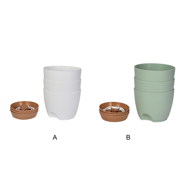 1/2/3 3st/ set innovativa och universal blomkrukor för inomhusbruk White+brown 6.5inch 3 1 Pc