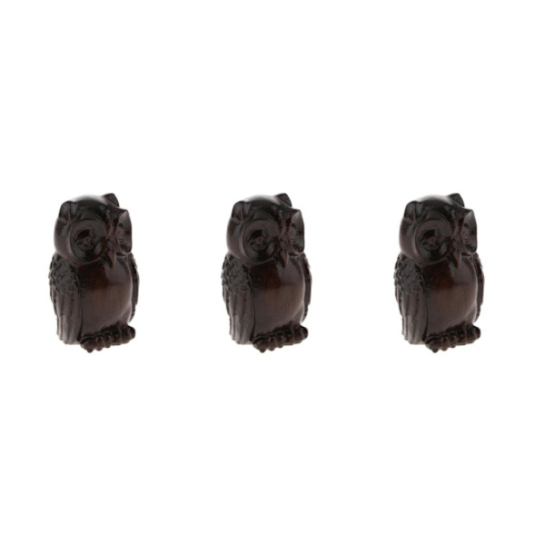 1/2/3/5 Trä Buddha Staty Staty Indien Staty Craft Ornament Owl 3Set