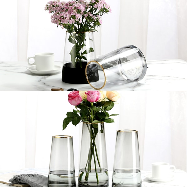 Vas för blommor - bred användning Lätt att rengöra och torka Transparent gold1325