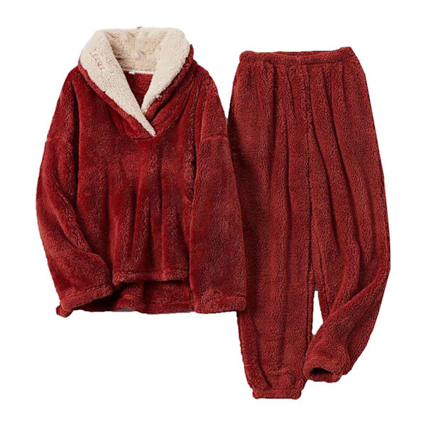 Mjuk och skön Coral Fleece pyjamas för kvinnor att värma Winered XL
