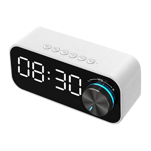 1/2/3/5 Dubbel väckarklocka Bluetooth spegel med stereohögtalare White 14.2x4.5x6cm 1Set