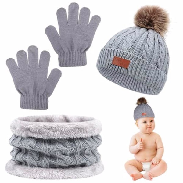 Brett användningsområde Vinter varma handskar Set för bebisar Vinter Baby Grey