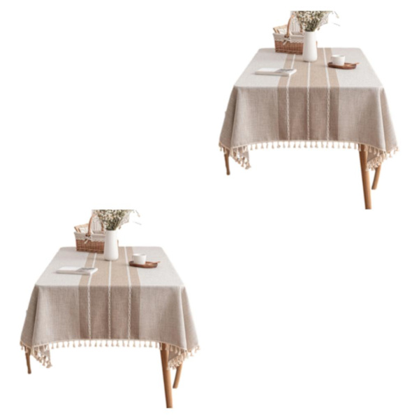 1/2 Elegant och tålig duk för hem och restaurang Beige 135*135cm,1 2PCS