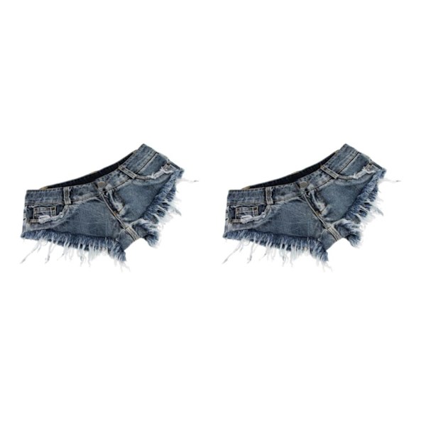 1/2 Kvinnor Slim Fit Low Waist Distressed Jeans Hot Micro Stretchy blue S 2Set
