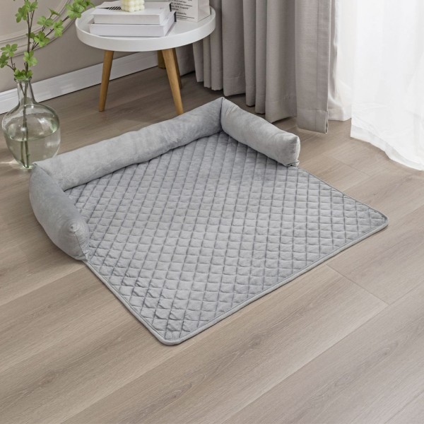 Hushållsvinter Pet Plysch Mat Soffa Soffunderlag Medium Animal Light Grey 90x90cm