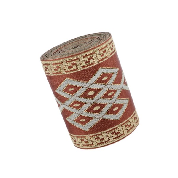 1/2/3/5 5 meter/ 5,5 Yds Jacquard Trim Wide Woven Border Ribbon Red Brown 8cm x 5M 2Set