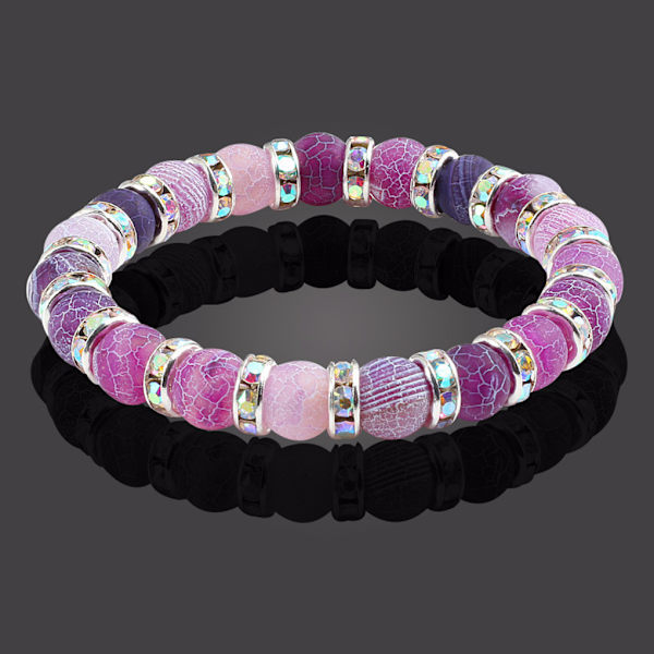 Unisex stil armband i natursten gjord med agat presentidé silver violet