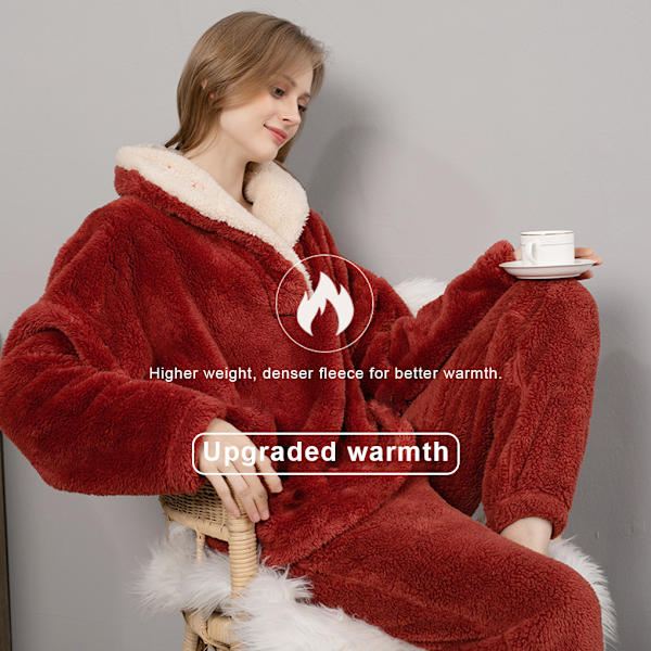 Mjuk och skön Coral Fleece pyjamas för kvinnor att värma Winered M