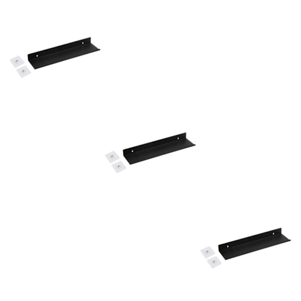 1/2/3 Skadefri För flytande väggmonterad hylla för hemmet Black L 3PCS