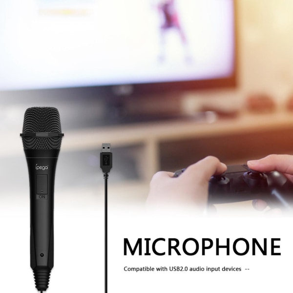 1/2 Black USB Handheld Game Microphone Singing MIC för För PS4 1Set