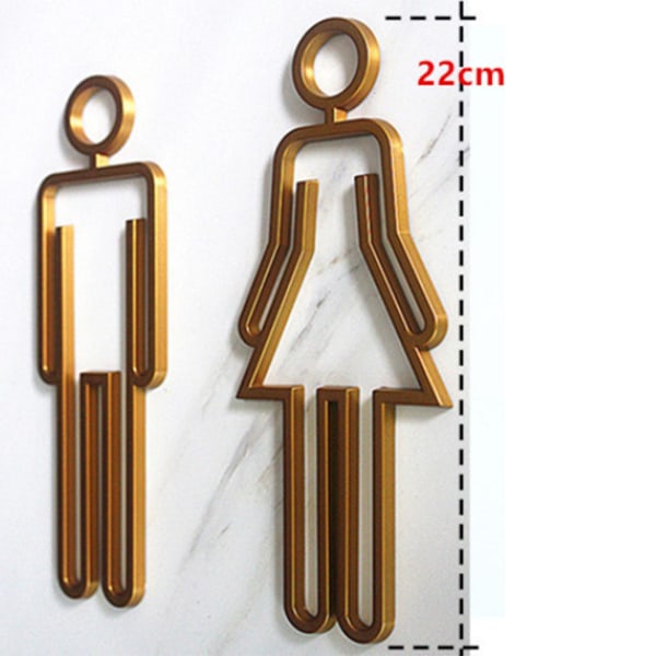 1/2/3 Män Kvinnor Toalettskylt Toalett Lätt Badrumsskylt Gold 1 Pc