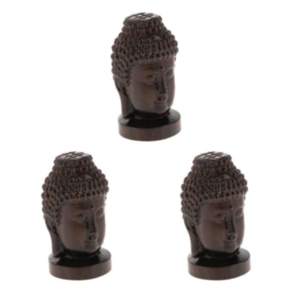 1/2/3/5 Trä Buddha Staty Staty Indien Staty Craft Ornament Buddha Head 3Set