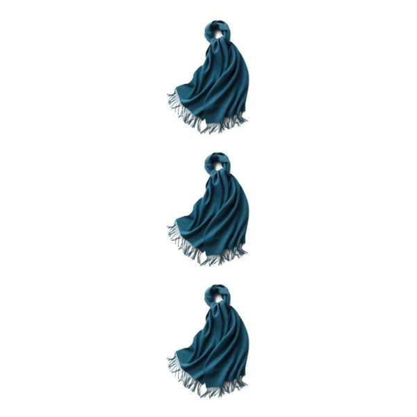 1/2/3 unisex halsduk med fransar Varm och mysig tubscarf för peacock blue 3Set