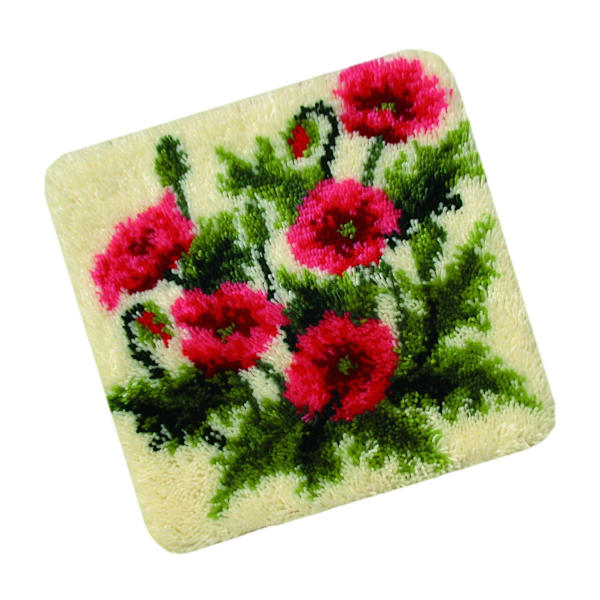 Krokmatta Handgjorda fyrkantiga mattor för nybörjare Red Bouquet 45x45cm