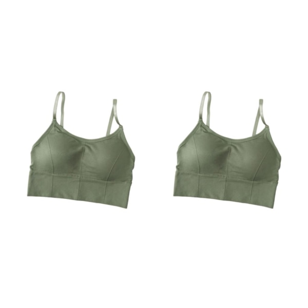 1/2/3/5 Dam Tank Crop Top BH Sexiga Underkläder Underkläder Bralette Green 2PCS