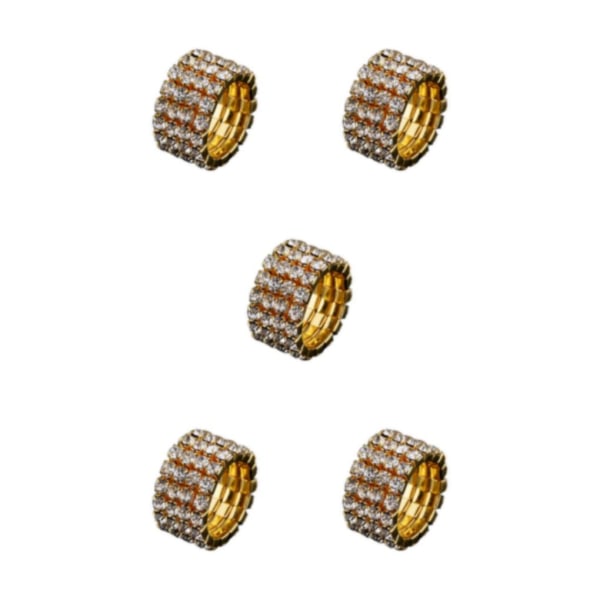 1/2/3/5 Stretch Crystal Ring Utsökt inläggning för Elegant golden 4 rows 5PCS