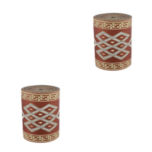 1/2/3/5 5 meter/ 5,5 Yds Jacquard Trim Wide Woven Border Ribbon Red Brown 8cm x 5M 2Set