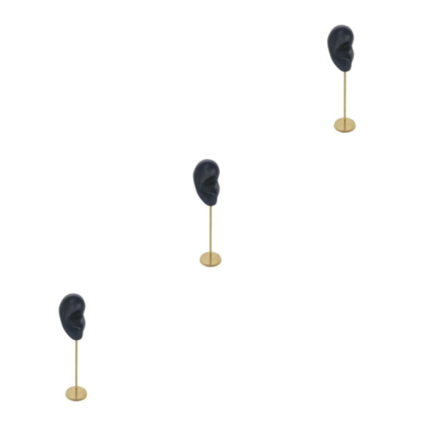 1/2/3 Örhänge Display Stand Human Ear Model Stud Holder Showcase Right Ear Black Height: 18cm 3Set