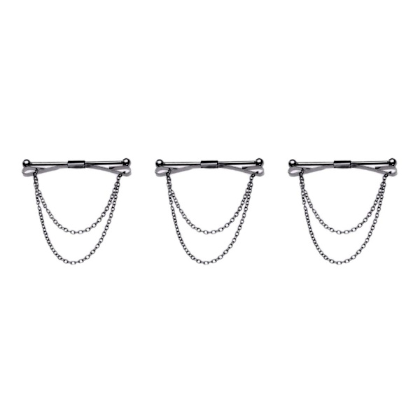 1/2/3/5 Mode mäns krage Bar Pin med kedja Cravat spännen 3Set