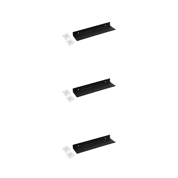 1/2/3 Skadefri För flytande väggmonterad hylla för hemmet Black L 3PCS