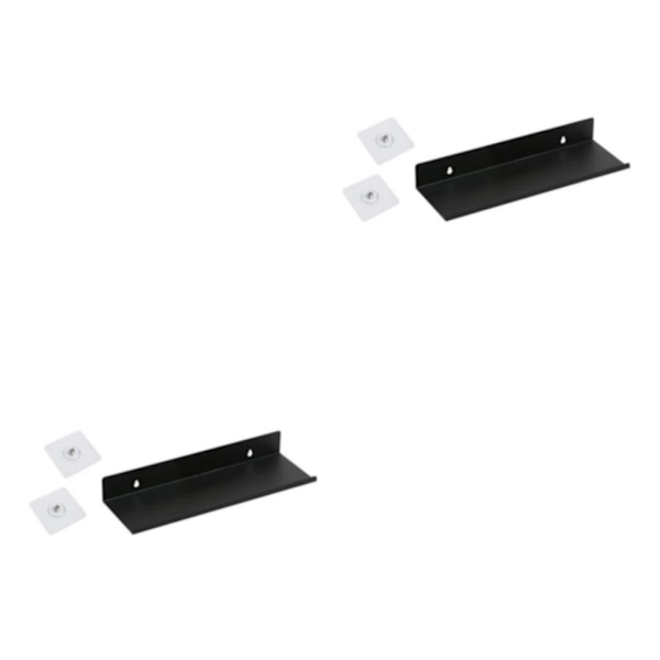 1/2/3 Skadefri För flytande väggmonterad hylla för hemmet Black M 2PCS
