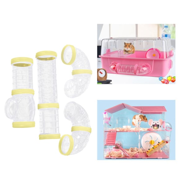 8st Hamsterrör Set Anslutna tunnlar DIY Plast Training Yellow