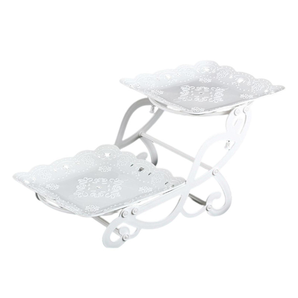1/2 2 våningar tårtställ Snack Visningsbricka Dessertbricka för Butterfly Square 1 Pc