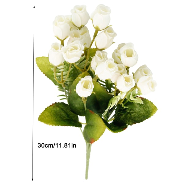 18-huvud Artificiell Rose Flower sidenrosa blombukett white