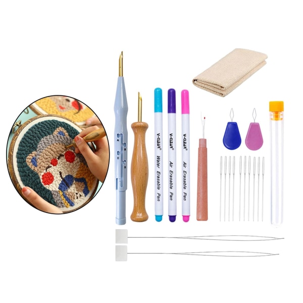 1/2 DIY Broderi Pen Punch Needle Kit För Creative Craft Without scissors 1 Pc