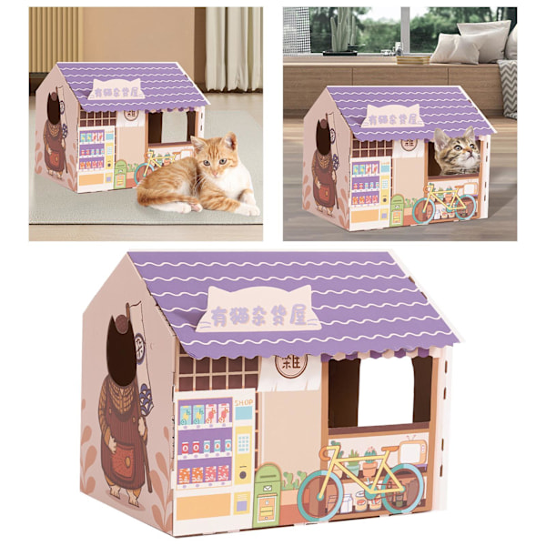 Cat House with Scratch Pad Slitstark wellpapp för Purple
