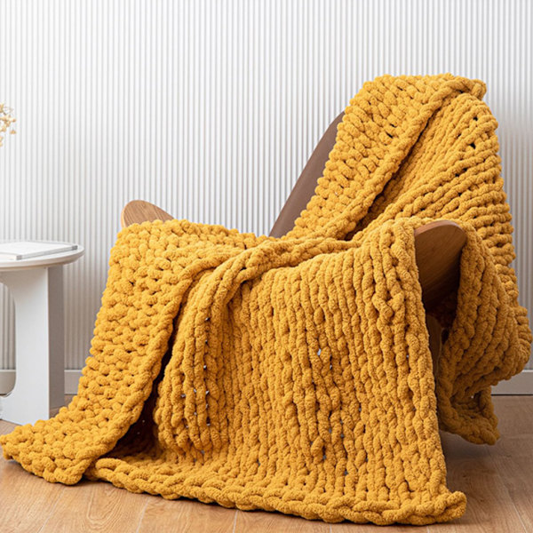 Handstickad chunky stickad filt av polyester i olika färger black
