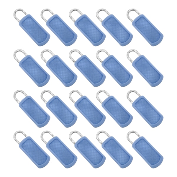 20-pack Lättinstallerade dragkedjor i gummi och metall Light Blue