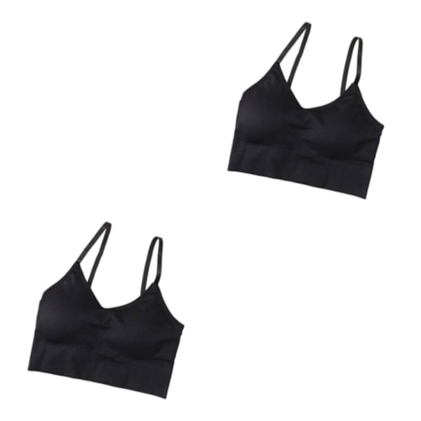 1/2/3/5 Dam Tank Crop Top BH Sexiga Underkläder Underkläder Bralette Black 2PCS