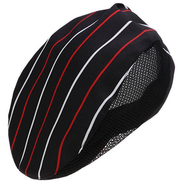 1/2 Kock Hatt Spis Cap Servitör Baker Head Wrap Restaurang Arbete Red Stripe 56-60cm 1Set