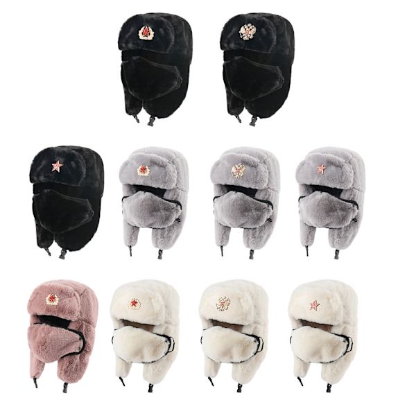 Multi-purpose MenWinter Thermal Bomber Hats för mjukt och varmt Beige sickle hammer