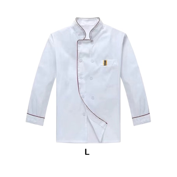 Kockkläder i polyester Mjuka och andas för komfort unisex white（long sleeve） XL