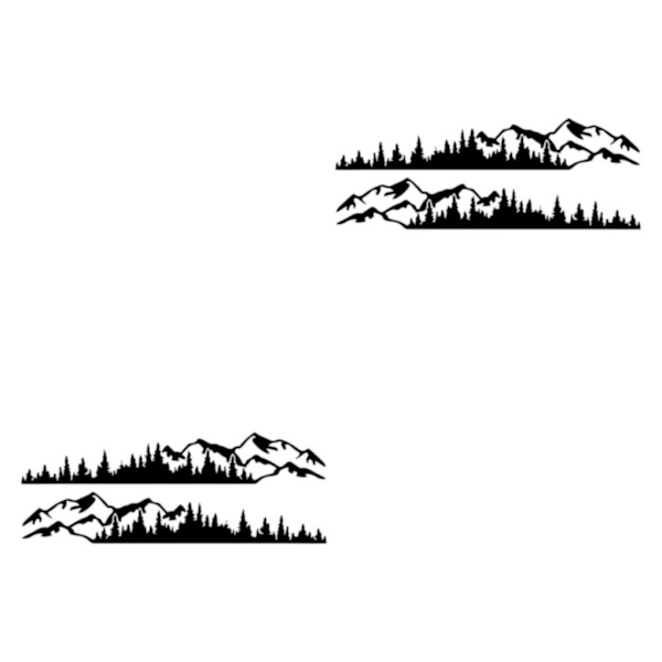 1/2/3/5 2 st PVC Mountain Forest Car Stickers Lätt att installera black 2Set