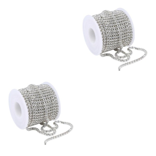 1/2 DIY Crystal 10 Yard Rhinestone Close Chain Clear Trim sömnad Silver 10m 2Set