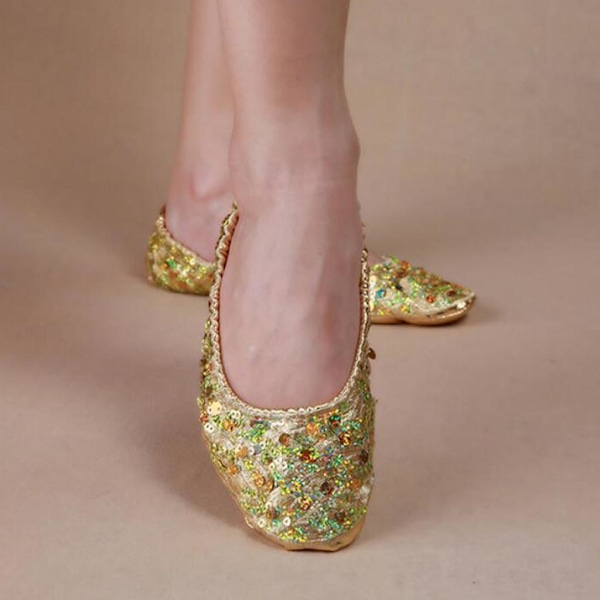 1/2/3/5 Kvinnor Tjej Magdansskor Non- För slip Soft Soles Gold S 1Set