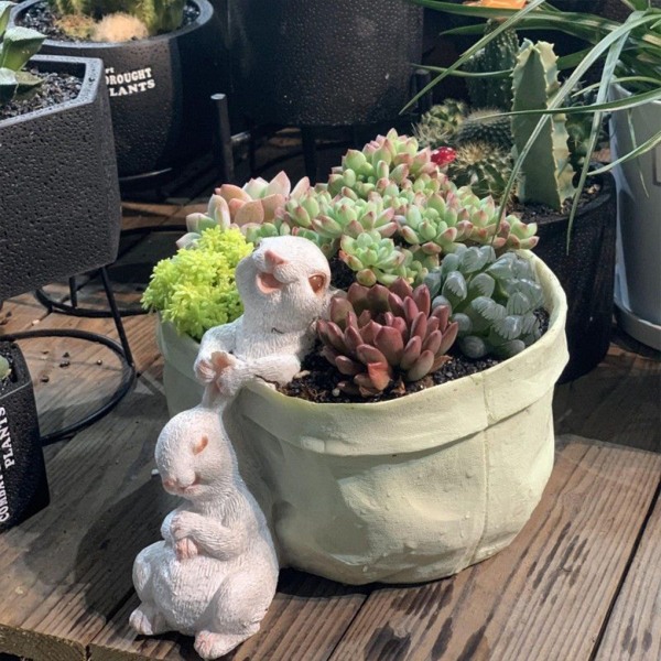 1/2 Resin Snygg kanin Blomkruka Trädgårdar Skönhet inomhus och Rabbit pulling  ears 1 Pc