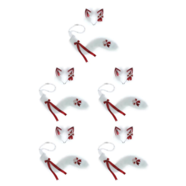 1/2/3/5 3st Furry Cat Ear Tail Läderchoker Halloween Lolita Wine Red White 5PCS
