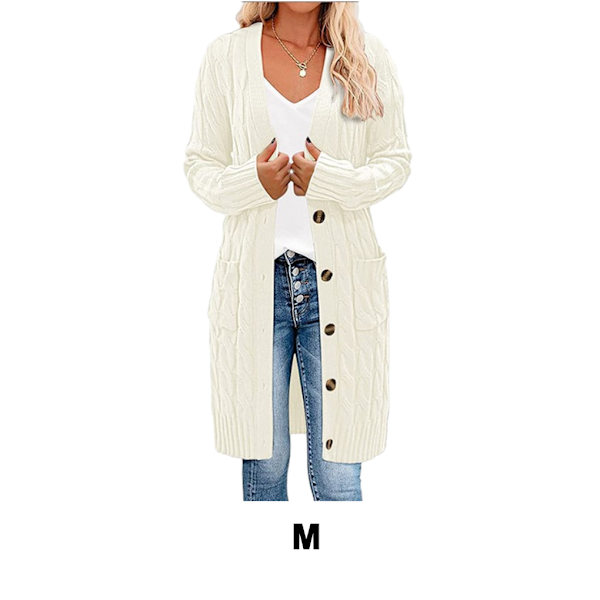 Polyester Klassisk och snygg lång kofta för damer Andas white M