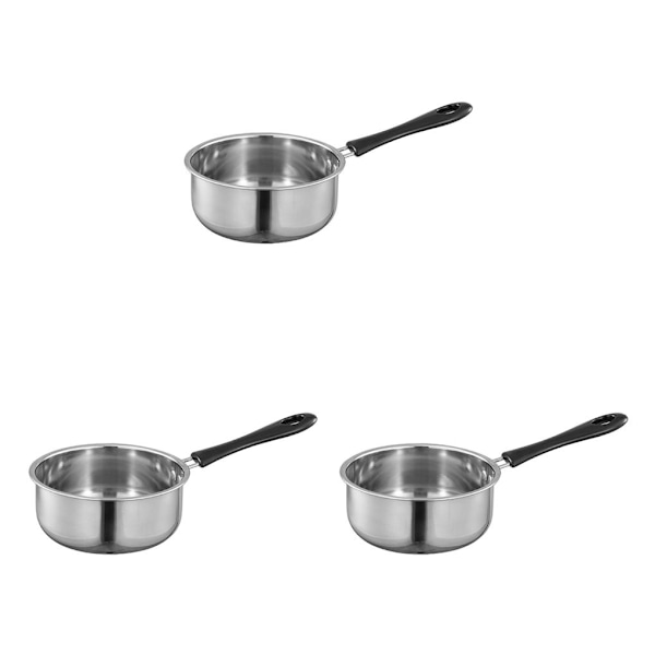 1/2/3 Liten kastrull Mini Soppgryta Kökskärl med långt handtag för Silver 3PCS